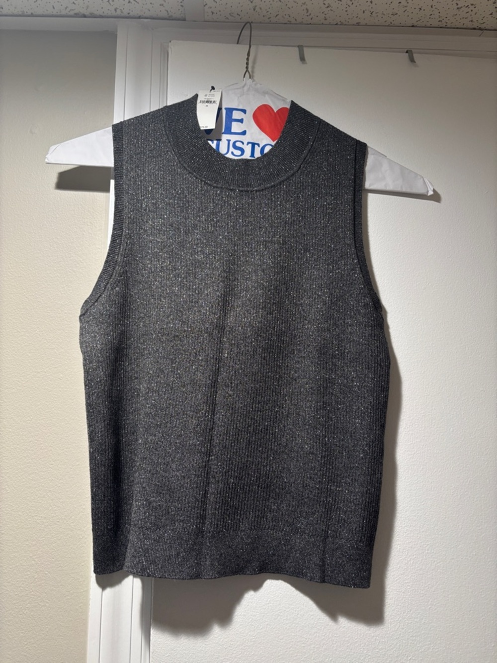 NWT Banana Republic Sparkle Charcoal Knit Sleeveless Sweater ribbed